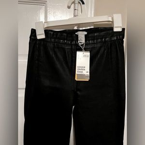H&M black genuine leather leggings